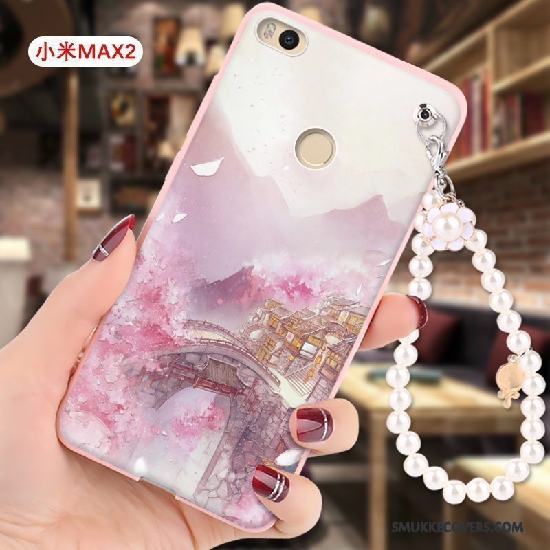 Etui Mi Max 2 Cartoon Lyserød Hængende Ornamenter, Cover Mi Max 2 Tasker Anti-fald Lille Sektion