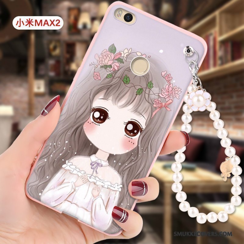 Etui Mi Max 2 Cartoon Lyserød Hængende Ornamenter, Cover Mi Max 2 Tasker Anti-fald Lille Sektion