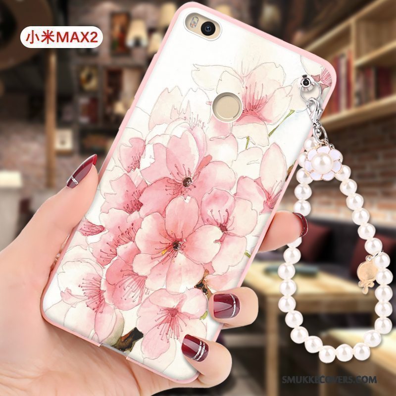 Etui Mi Max 2 Cartoon Lyserød Hængende Ornamenter, Cover Mi Max 2 Tasker Anti-fald Lille Sektion