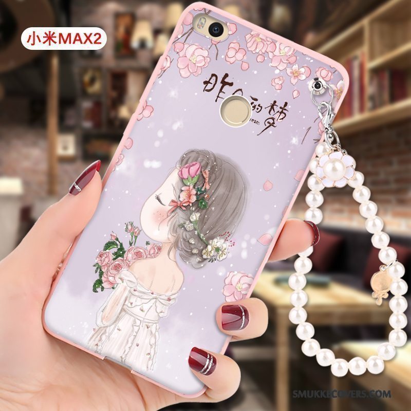 Etui Mi Max 2 Cartoon Lyserød Hængende Ornamenter, Cover Mi Max 2 Tasker Anti-fald Lille Sektion