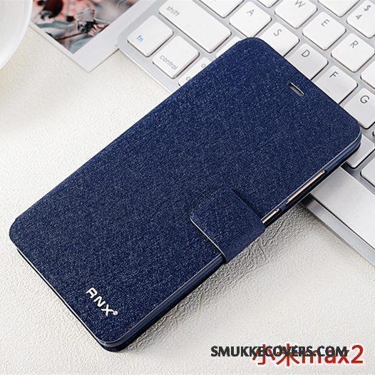 Etui Mi Max 2 Folio Anti-fald Blå, Cover Mi Max 2 Tasker Telefonlille Sektion