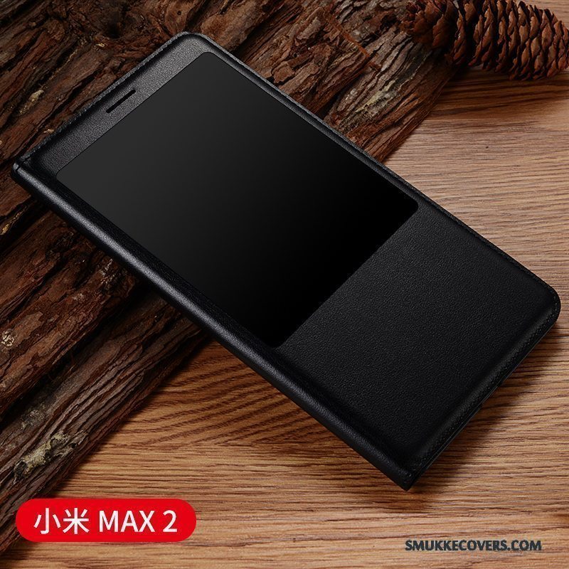 Etui Mi Max 2 Folio Mørkeblå Lille Sektion, Cover Mi Max 2 Beskyttelse Anti-fald Telefon