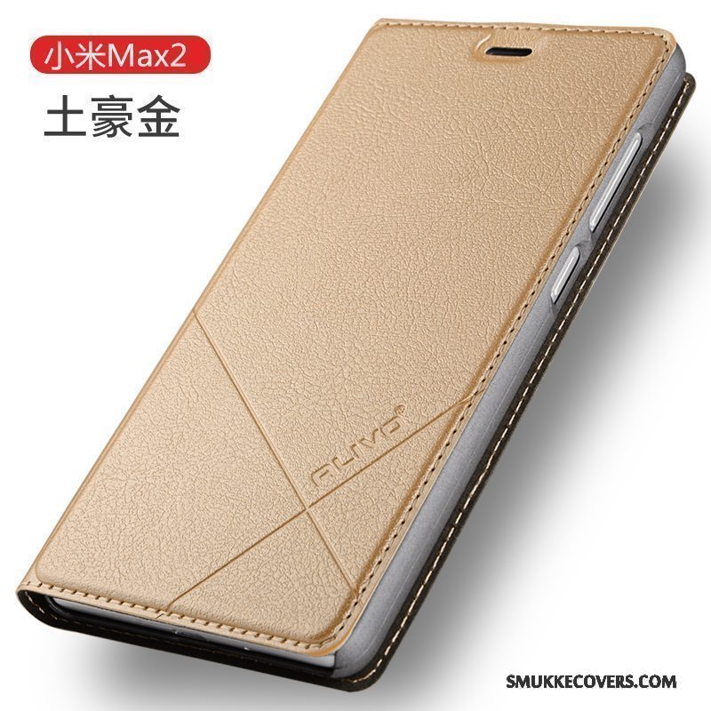 Etui Mi Max 2 Folio Telefonlille Sektion, Cover Mi Max 2 Læder Anti-fald Guld