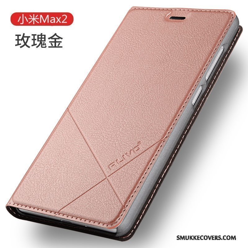 Etui Mi Max 2 Folio Telefonlille Sektion, Cover Mi Max 2 Læder Anti-fald Guld