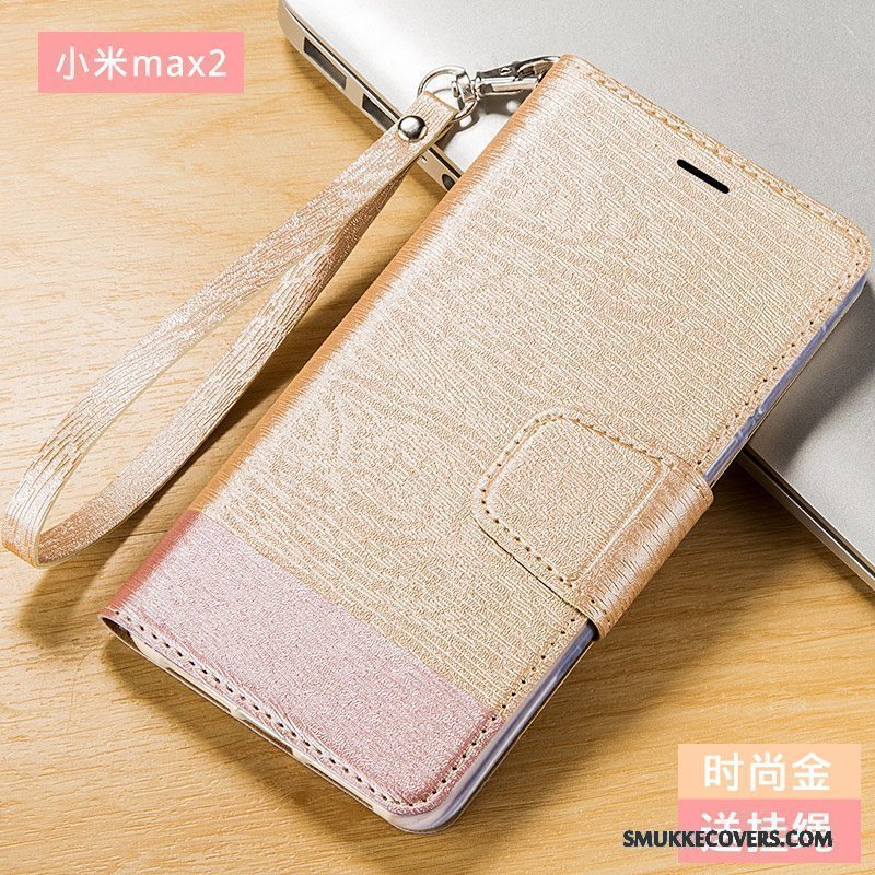Etui Mi Max 2 Læder Mørkeblå Telefon, Cover Mi Max 2 Tasker Anti-fald Lille Sektion