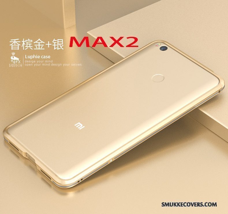 Etui Mi Max 2 Metal Guld Ramme, Cover Mi Max 2 Beskyttelse Lille Sektion Telefon