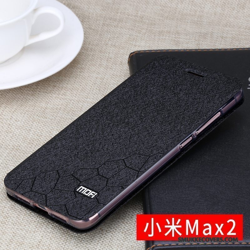 Etui Mi Max 2 Tasker Anti-fald Telefon, Cover Mi Max 2 Folio Sort Lille Sektion