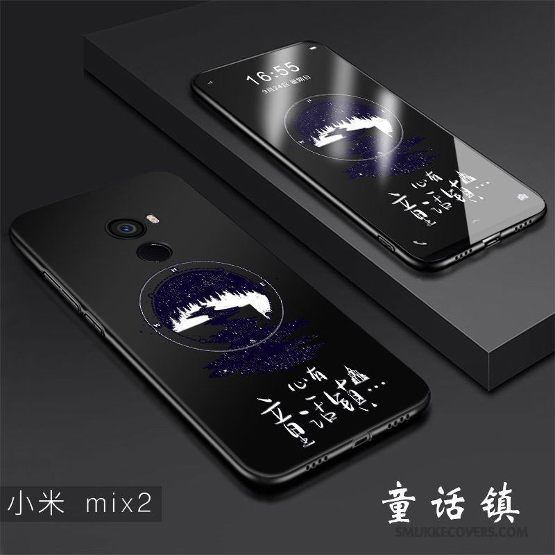 Etui Mi Mix 2 Blød Trend Sort, Cover Mi Mix 2 Kreativ Anti-fald Hård