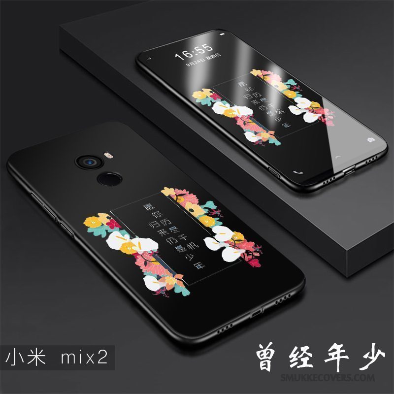 Etui Mi Mix 2 Blød Trend Sort, Cover Mi Mix 2 Kreativ Anti-fald Hård