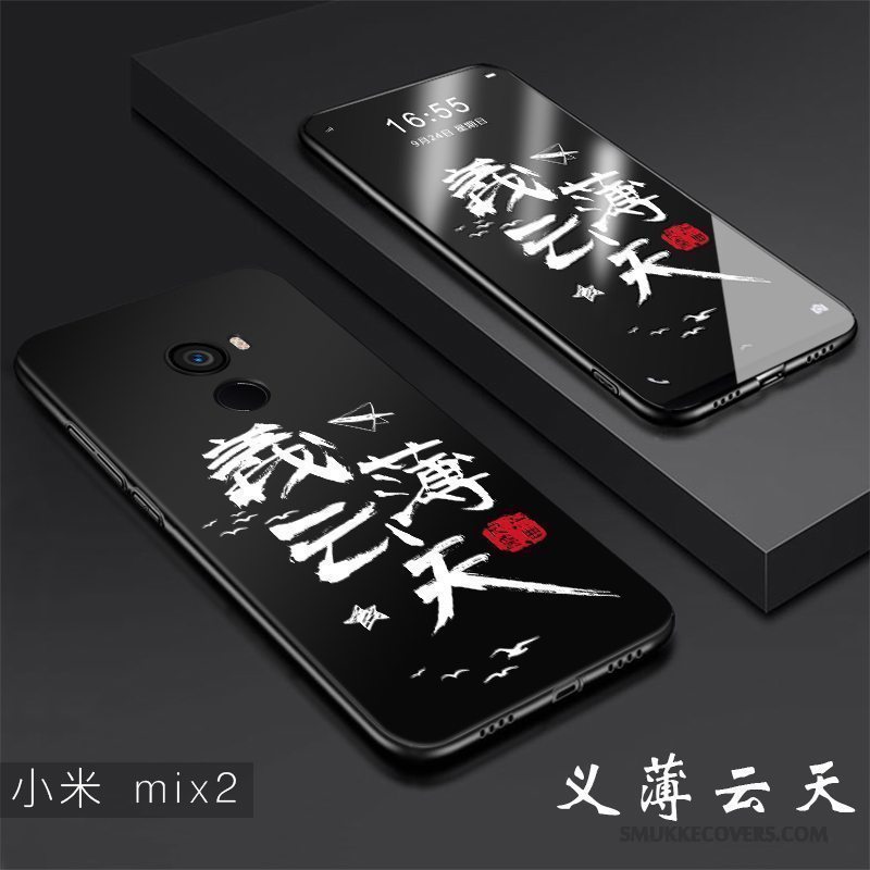 Etui Mi Mix 2 Blød Trend Sort, Cover Mi Mix 2 Kreativ Anti-fald Hård