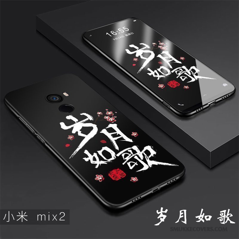 Etui Mi Mix 2 Blød Trend Sort, Cover Mi Mix 2 Kreativ Anti-fald Hård