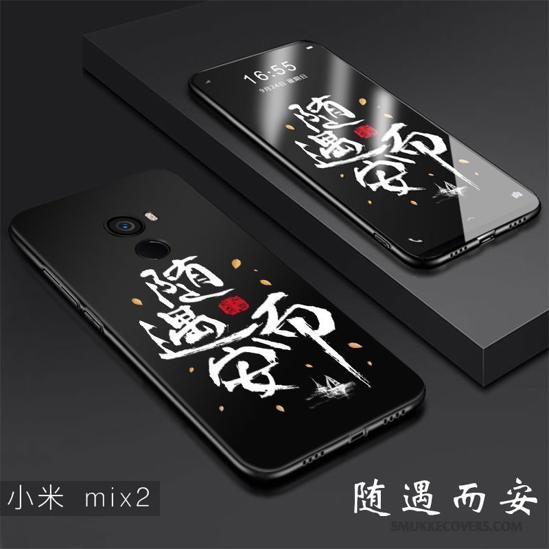 Etui Mi Mix 2 Blød Trend Sort, Cover Mi Mix 2 Kreativ Anti-fald Hård