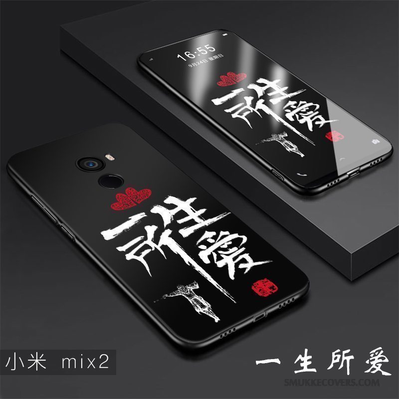 Etui Mi Mix 2 Blød Trend Sort, Cover Mi Mix 2 Kreativ Anti-fald Hård