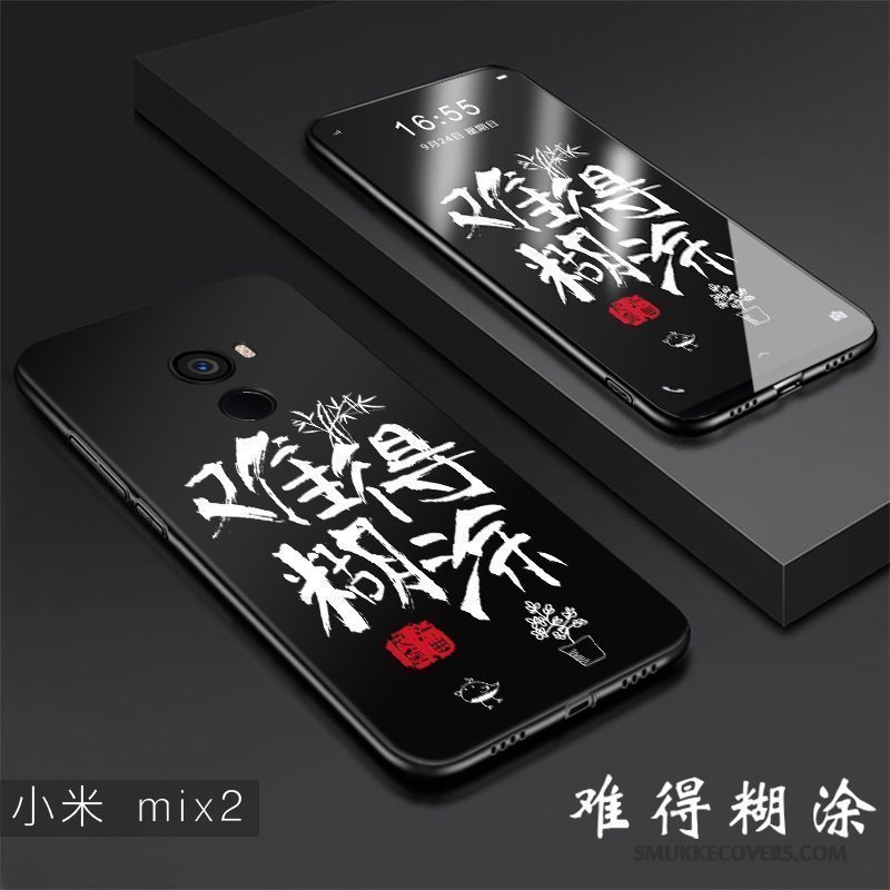 Etui Mi Mix 2 Blød Trend Sort, Cover Mi Mix 2 Kreativ Anti-fald Hård