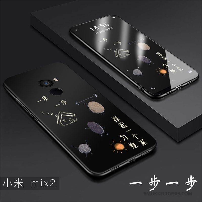 Etui Mi Mix 2 Blød Trend Sort, Cover Mi Mix 2 Kreativ Anti-fald Hård