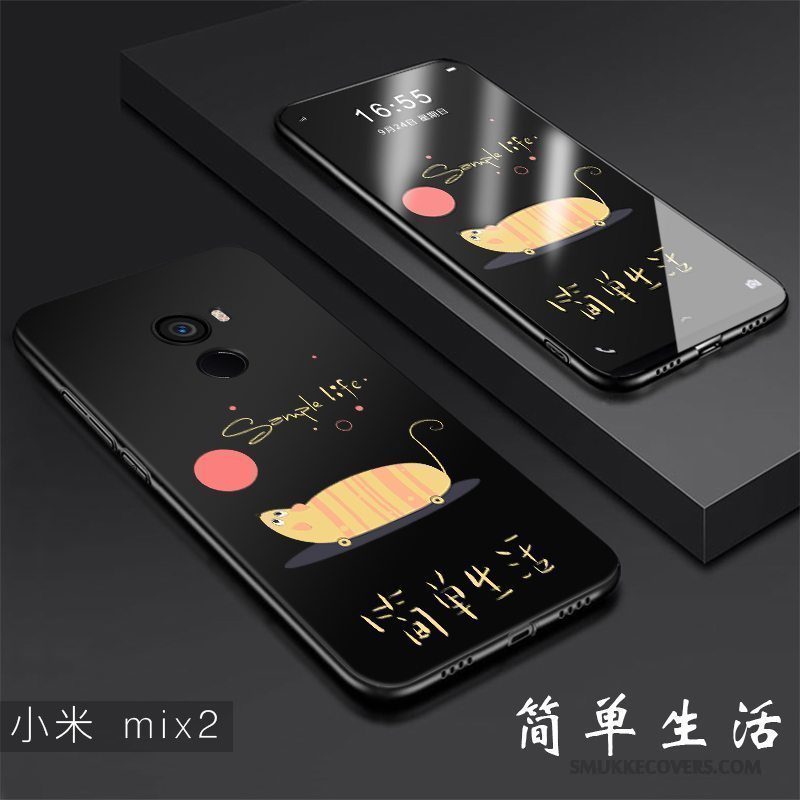 Etui Mi Mix 2 Blød Trend Sort, Cover Mi Mix 2 Kreativ Anti-fald Hård