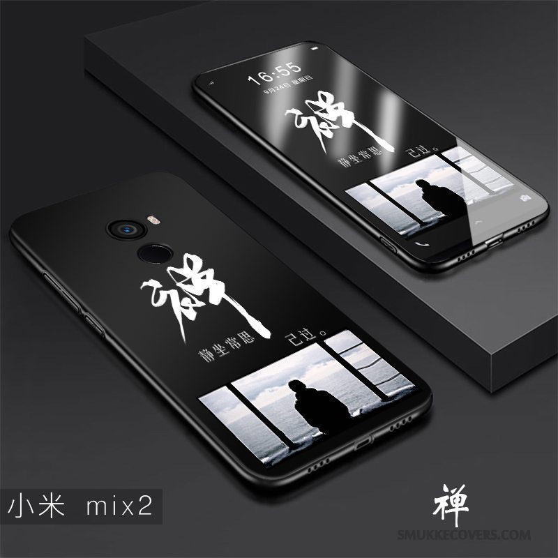 Etui Mi Mix 2 Blød Trend Sort, Cover Mi Mix 2 Kreativ Anti-fald Hård