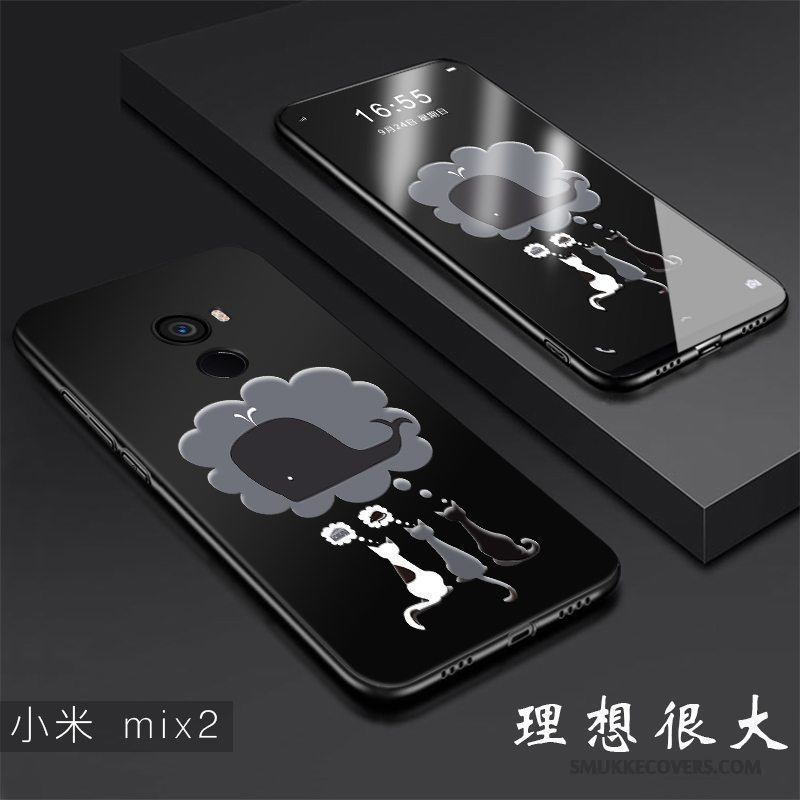 Etui Mi Mix 2 Blød Trend Sort, Cover Mi Mix 2 Kreativ Anti-fald Hård