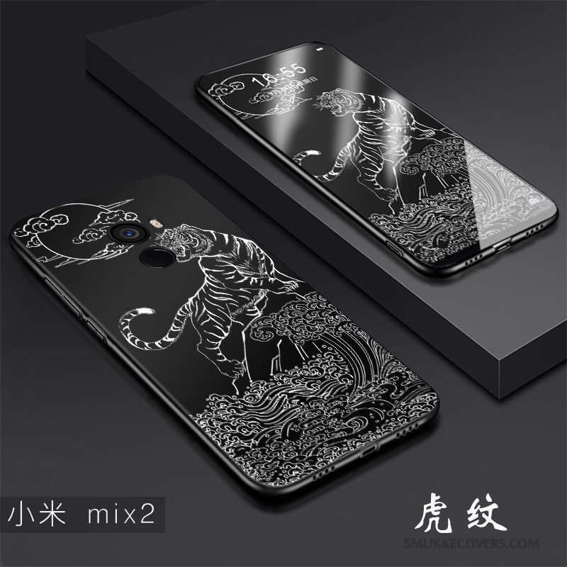 Etui Mi Mix 2 Blød Trend Sort, Cover Mi Mix 2 Kreativ Anti-fald Hård