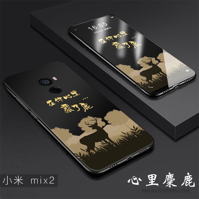 Etui Mi Mix 2 Blød Trend Sort, Cover Mi Mix 2 Kreativ Anti-fald Hård