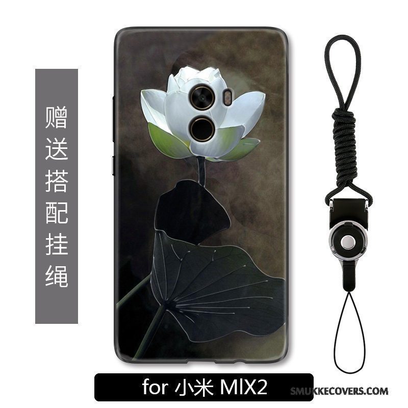 Etui Mi Mix 2 Mode Kinesisk Stil Blomster, Cover Mi Mix 2 Relief Grå Lille Sektion