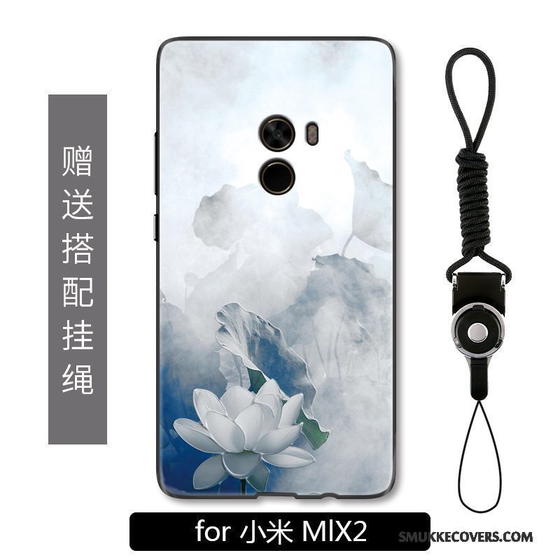 Etui Mi Mix 2 Mode Kinesisk Stil Blomster, Cover Mi Mix 2 Relief Grå Lille Sektion