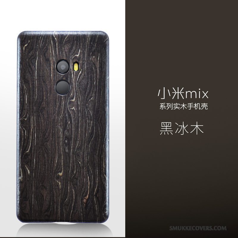 Etui Mi Mix 2 Tasker Træ Sort, Cover Mi Mix 2 Træ Lille Sektion Telefon