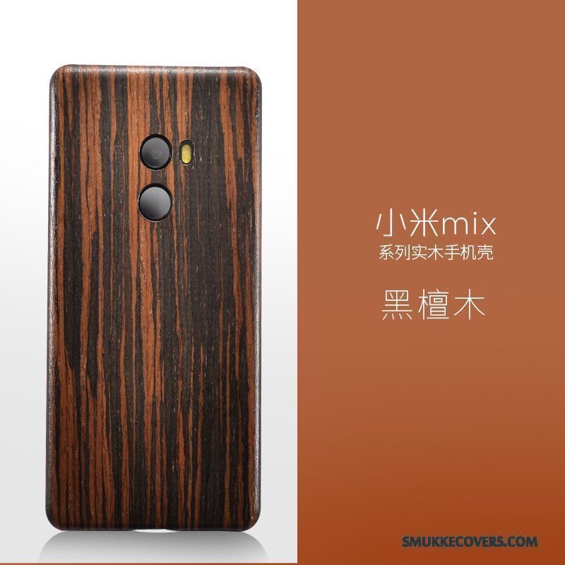 Etui Mi Mix 2 Tasker Træ Sort, Cover Mi Mix 2 Træ Lille Sektion Telefon