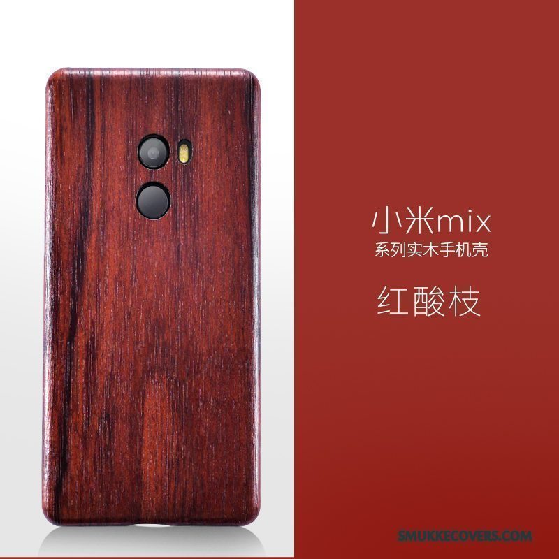 Etui Mi Mix 2 Tasker Træ Sort, Cover Mi Mix 2 Træ Lille Sektion Telefon