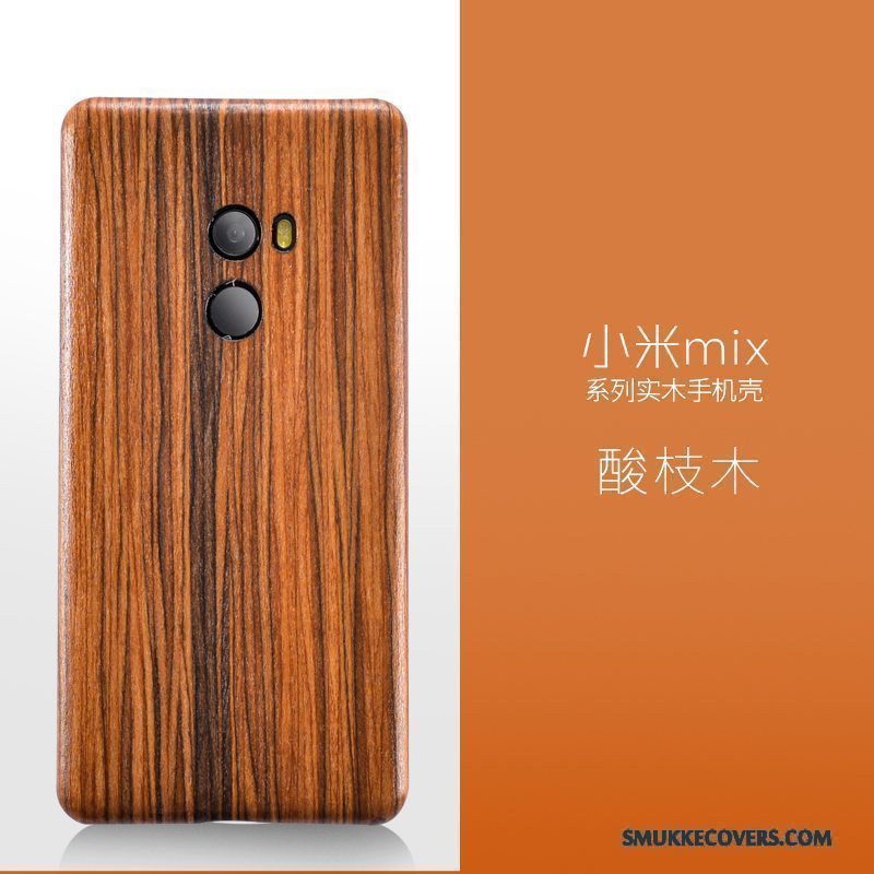 Etui Mi Mix 2 Tasker Træ Sort, Cover Mi Mix 2 Træ Lille Sektion Telefon