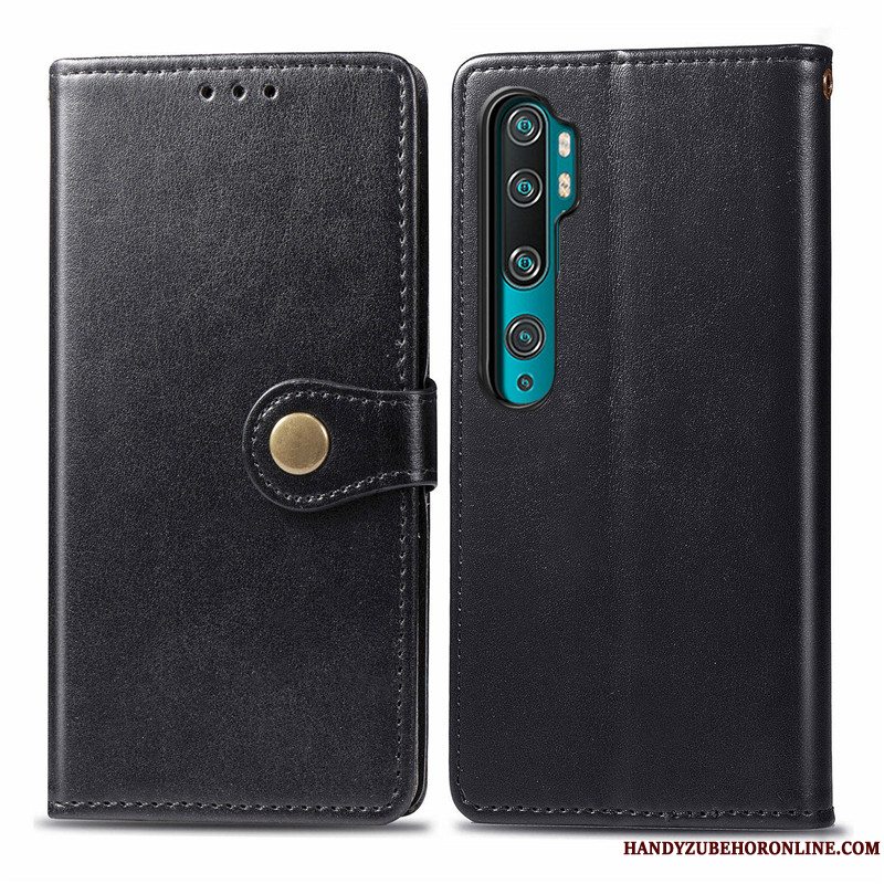 Etui Mi Note 10 Beskyttelse Rød Telefon, Cover Mi Note 10 Folio Solid Farve Lille Sektion