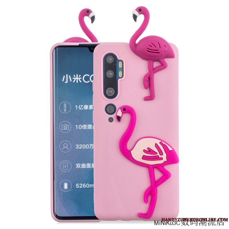 Etui Mi Note 10 Cartoon Lille Sektion Smuk, Cover Mi Note 10 Blød Telefonlyserød