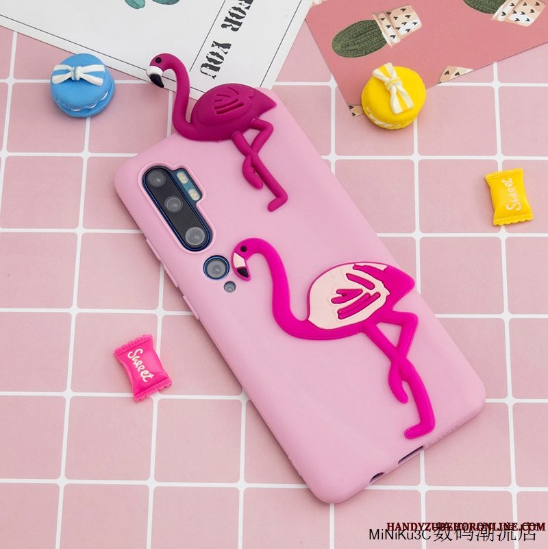 Etui Mi Note 10 Cartoon Lille Sektion Smuk, Cover Mi Note 10 Blød Telefonlyserød