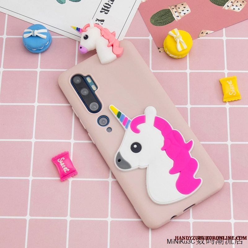 Etui Mi Note 10 Cartoon Lille Sektion Smuk, Cover Mi Note 10 Blød Telefonlyserød