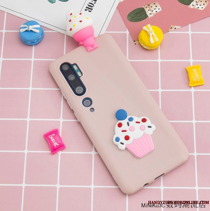 Etui Mi Note 10 Cartoon Lille Sektion Smuk, Cover Mi Note 10 Blød Telefonlyserød