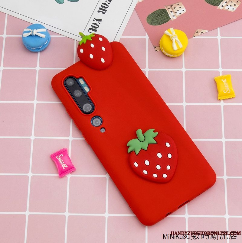 Etui Mi Note 10 Cartoon Lille Sektion Smuk, Cover Mi Note 10 Blød Telefonlyserød