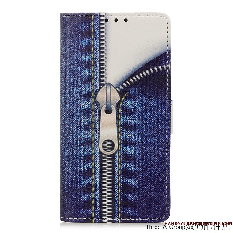 Etui Mi Note 10 Folio Lille Sektion Telefon, Cover Mi Note 10 Cartoon Hvid Smuk