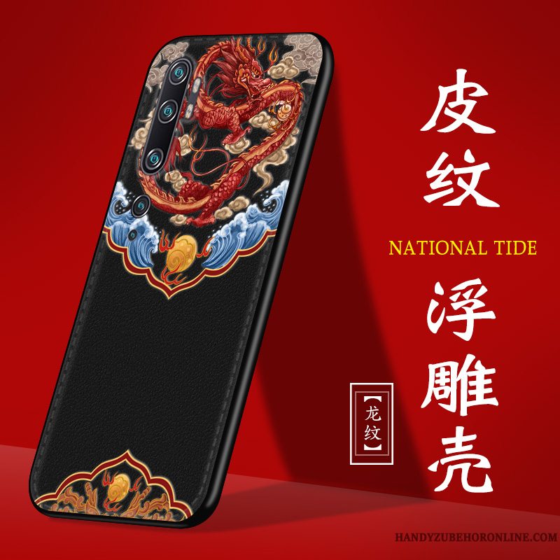 Etui Mi Note 10 Silikone Kinesisk Stil Af Personlighed, Cover Mi Note 10 Tasker Anti-fald Sort