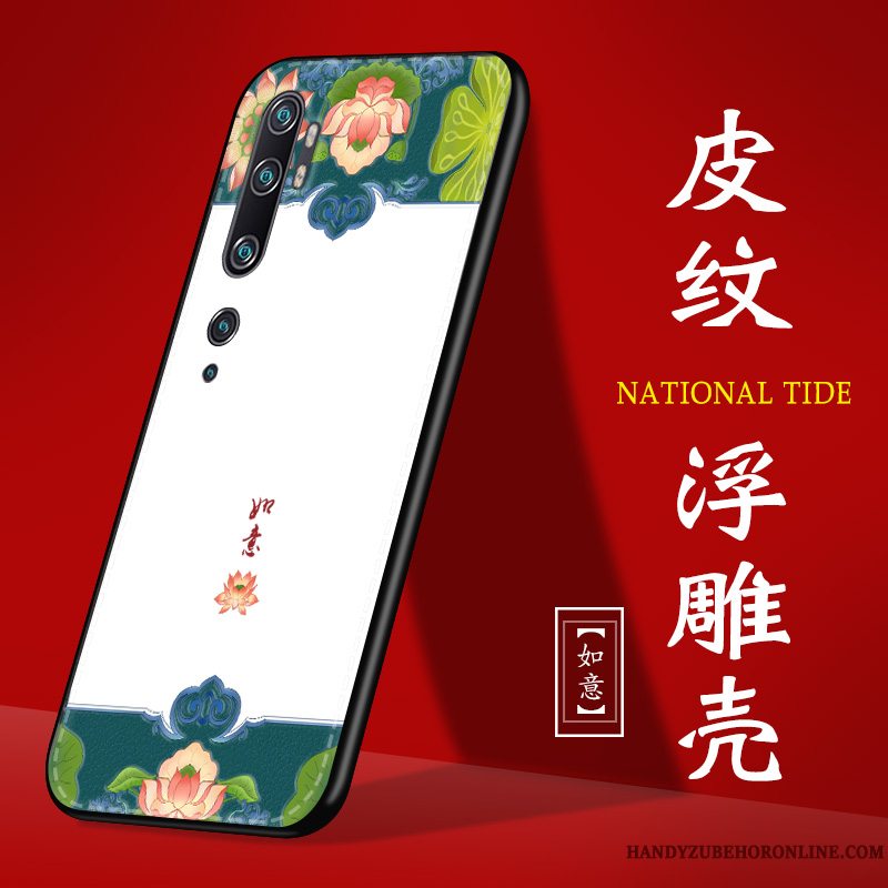 Etui Mi Note 10 Silikone Kinesisk Stil Af Personlighed, Cover Mi Note 10 Tasker Anti-fald Sort