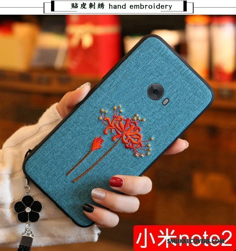 Etui Mi Note 2 Blød Broderi Lille Sektion, Cover Mi Note 2 Beskyttelse Anti-fald Rød