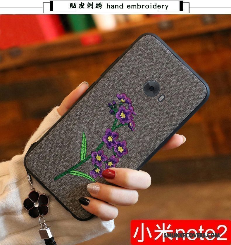 Etui Mi Note 2 Blød Broderi Lille Sektion, Cover Mi Note 2 Beskyttelse Anti-fald Rød