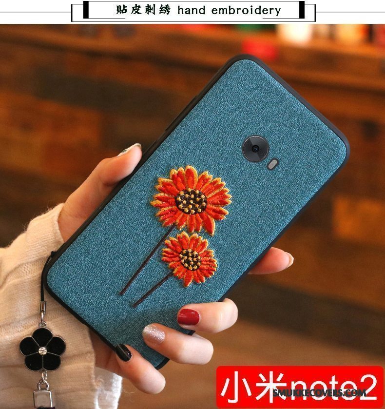 Etui Mi Note 2 Blød Broderi Lille Sektion, Cover Mi Note 2 Beskyttelse Anti-fald Rød