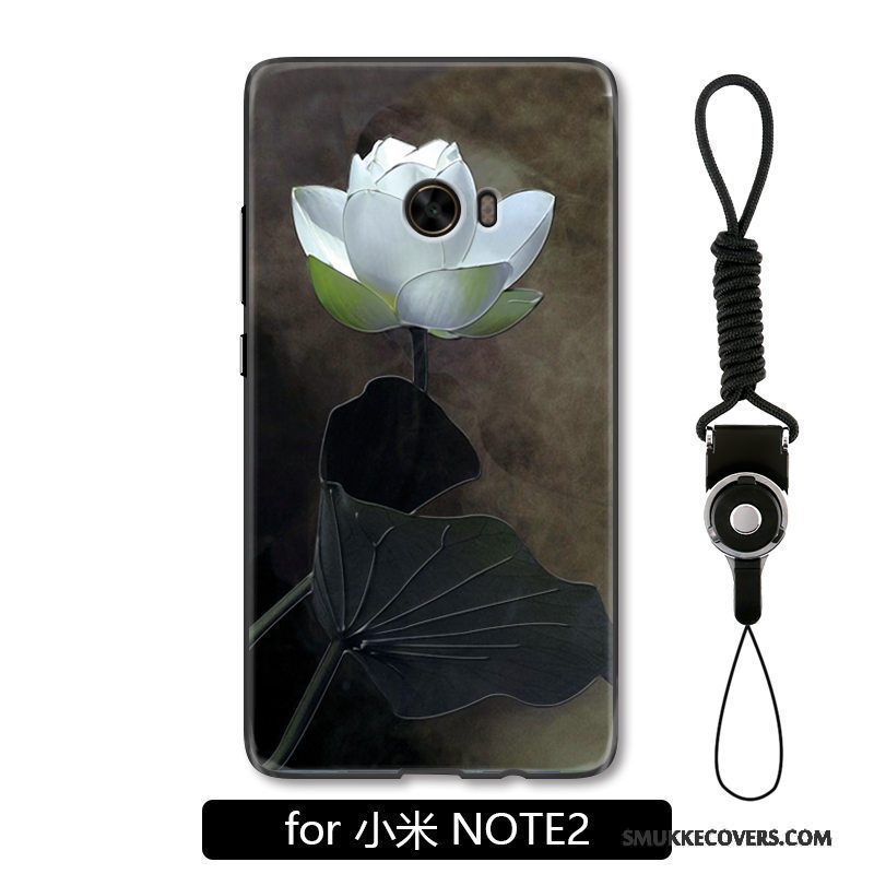 Etui Mi Note 2 Luksus Blomster Telefon, Cover Mi Note 2 Beskyttelse Sort Kunst