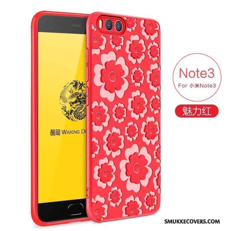 Etui Mi Note 3 Beskyttelse Solid Farve Rød, Cover Mi Note 3 Blød Telefonlille Sektion