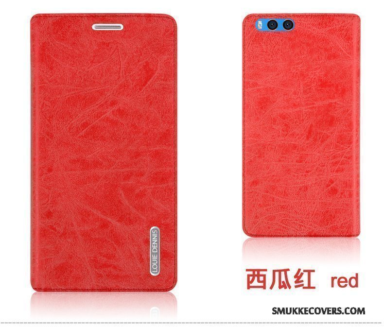 Etui Mi Note 3 Blød Bagdæksel Telefon, Cover Mi Note 3 Læder Anti-fald Rød