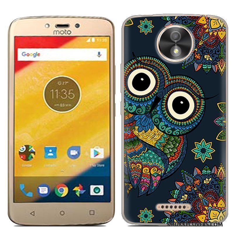 Etui Moto C Cartoon Måned Tynd, Cover Moto C Tasker Pu Høj