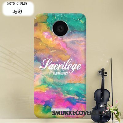 Etui Moto C Plus Cartoon Lilla Gennemsigtig, Cover Moto C Plus Beskyttelse Hård Telefon