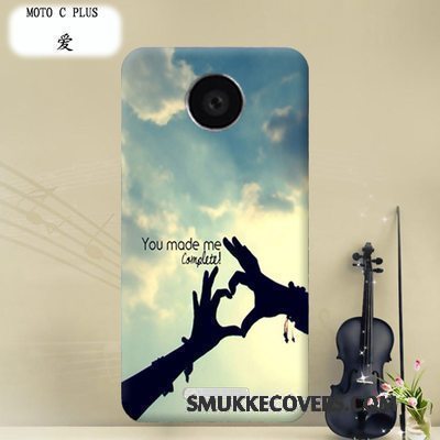 Etui Moto C Plus Cartoon Lilla Gennemsigtig, Cover Moto C Plus Beskyttelse Hård Telefon