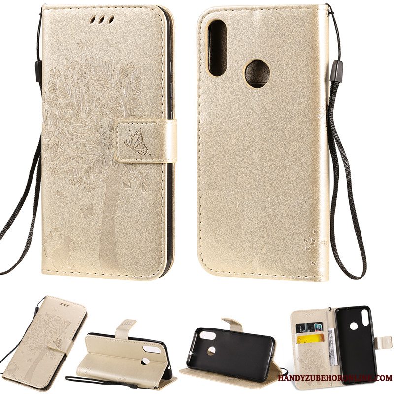 Etui Moto E6 Plus Beskyttelse Guld Telefon, Cover Moto E6 Plus Folio Anti-fald