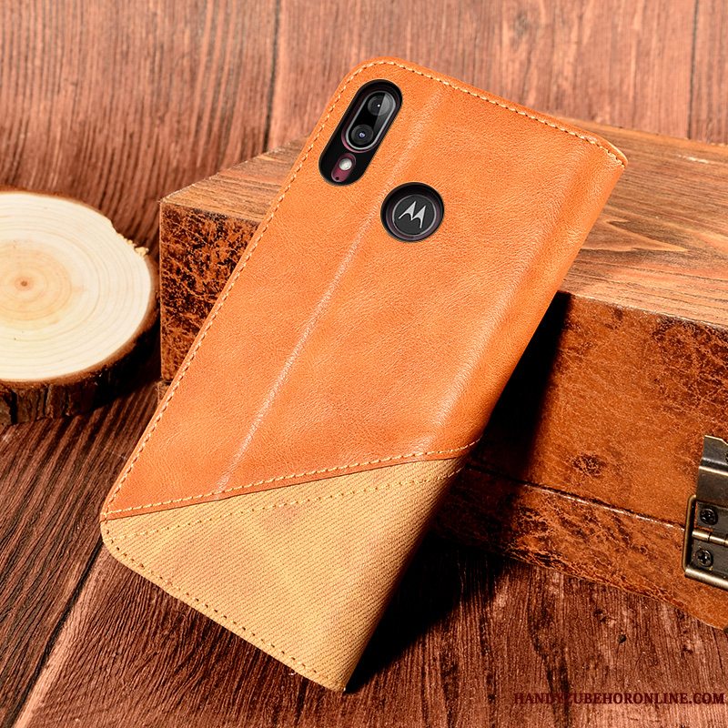 Etui Moto E6 Plus Blød Sort, Cover Moto E6 Plus Læder